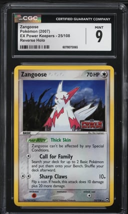2007 Pokemon EX Power Keepers Reverse Holo Zangoose #25 CGC 9 MINT