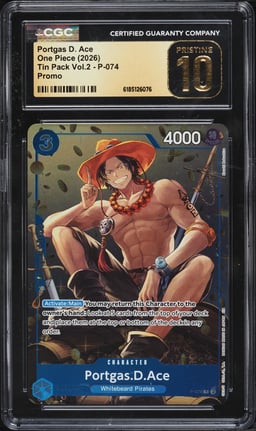 2026 One Piece Promo Tin Pack Vol.2 Portgas D. Ace #P-074 CGC 10 PRISTINE