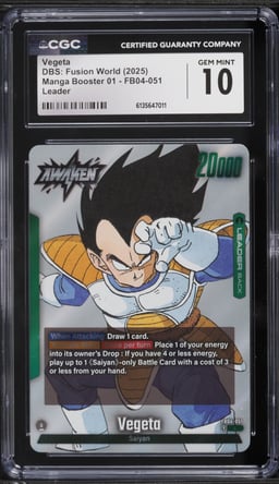 2025 DBS Fusion World Manga Booster 01 Gold Vegeta Leader #FB04-051 CGC 10 GEM MINT