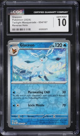2024 Pokemon Twilight Masquerade Reverse Holo Glaceon #054 CGC 10 GEM MINT
