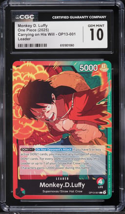 2025 One Piece Carrying On His Will Leader Monkey D. Luffy #OP13-001 CGC 10 GEM MINT