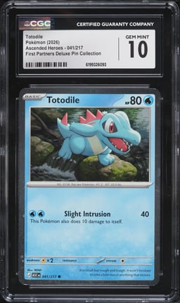 2026 Pokemon Mega Ascended Heroes First Partners Deluxe Pin Totodile #41 CGC 10 GEM MINT