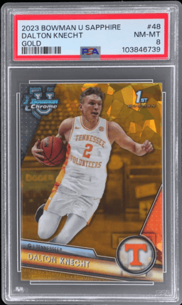 2023 Bowman University Chrome Sapphire Gold Dalton Knecht #48 13/50 PSA 8