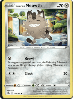 2021 Galarian Meowth #180 Fusion Strike