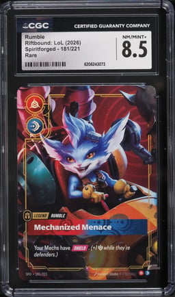 2026 Riftbound League Of Legends LoL Spiritforged Rumble #181 CGC 8.5 NM-MT+