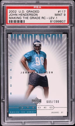 2002 Upper Deck Graded Making The Grade John Henderson ROOKIE /700 #117 PSA 9 MINT