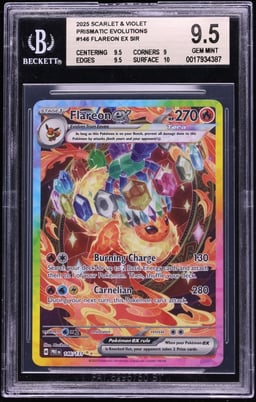 2025 Pokemon Scarlet & Violet Prismatic Evolutions SIR Flareon ex #146 BGS 9.5 GEM MINT