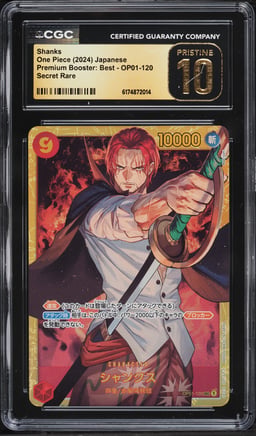 2024 One Piece Japanese Premium Booster Best SEC Shanks #OP01-120 CGC 10 PRISTINE