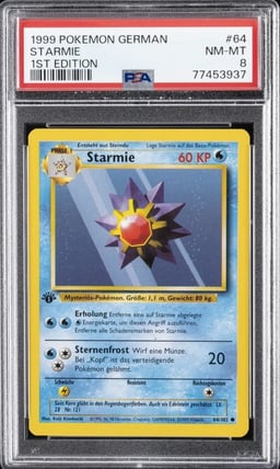 1999 POKEMON GERMAN 1ST ED #64 STARMIE PSA 8