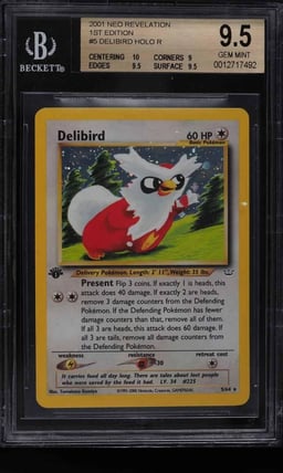2001 Pokemon Neo Revelation 1st Edition Holo Delibird #5 BGS 9.5 GEM MINT