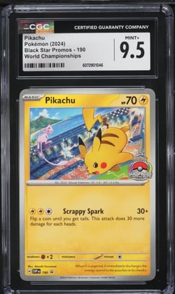 2024 Pokemon SV Black Star Promo World Championship Pikachu #190 CGC 9.5 MINT+