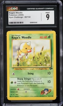 2000 Pokemon Gym Challenge Koga's Weedle #82 CGC 9 MINT