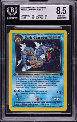 2000 Pokemon Team Rocket 1st Edition Holo Dark Gyarados #8 BGS 8.5 NM-MT+