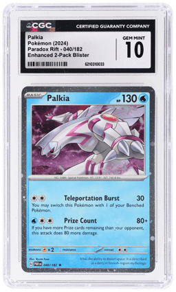 2024 Pokemon Scarlet and Violet Paradox Rift Enhanced 2 Pack Blister Palkia #040 CGC 10