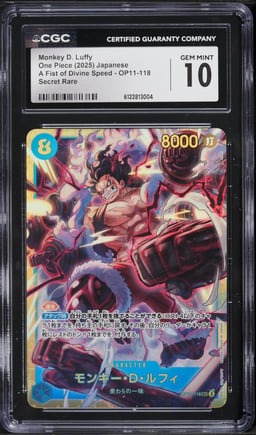 2025 One Piece Japanese A Fist Of Divine Speed SEC Monkey D. Luffy #OP11-118 CGC 10 GEM MINT