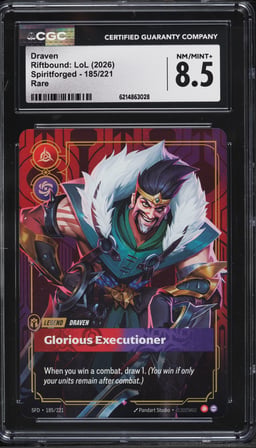2026 Riftbound League Of Legends LoL Spiritforged Draven #185 CGC 8.5 NM-MT+