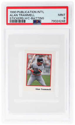1990 Publication International Stickers Hand Cut Batting Alan Trammell PSA 9