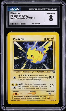 2000 Pokemon Neo Genesis Pikachu #70 CGC 8 NM-MT