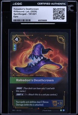 2026 Riftbound League Of Legends LoL Spiritforged Epic Rabadon's Deathcrown #191 CGC AUTH