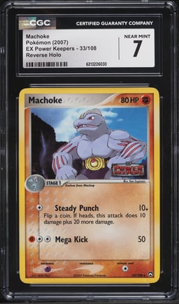 2007 Pokemon EX Power Keepers Reverse Holo Machoke #33 CGC 7 NRMT