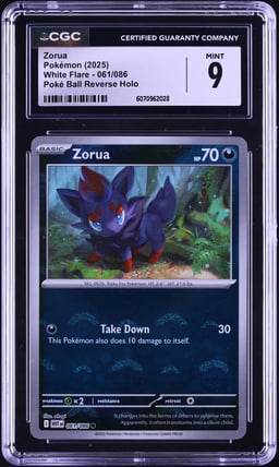 2025 Pokemon SV White Flare Poke Ball Reverse Holo Zorua #61 CGC 9 MINT