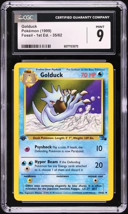 1999 Pokemon Fossil 1st Edition Golduck #35 CGC 9 MINT