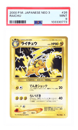 2000 Pokemon Neo 3 Awakening Legends Japanese Raichu #26 PSA 9