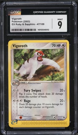 2003 Pokemon EX Ruby & Sapphire Reverse Holo Vigoroth #47 CGC 9 MINT
