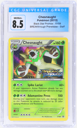 2015 Pokemon XY Black Star Promos Breakthrough Prerelease Staff Chesnaught #XY68 CGC 8.5