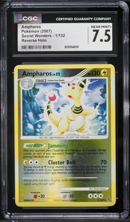 2007 Pokemon Diamond & Pearl Secret Wonders Reverse Holo Ampharos #1 CGC 7.5 NRMT+