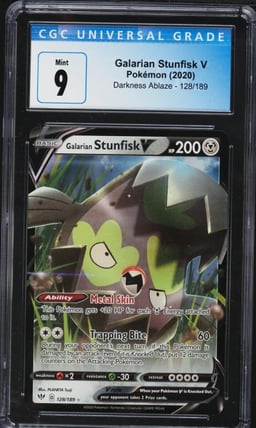 2020 Pokemon Sword & Shield Darkness Ablaze Galarian Stunfisk V #128 CGC 9 MINT