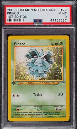 2002 Pokemon Neo Destiny 1st Edition Pineco #77 PSA 9 MINT