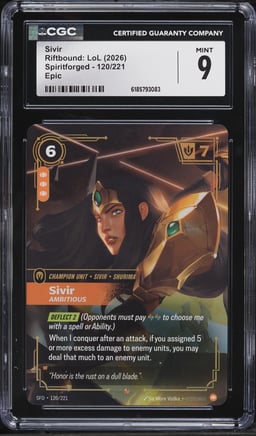 2026 Riftbound League Of Legends LoL Spiritforged Sivir #120 CGC 9 MINT