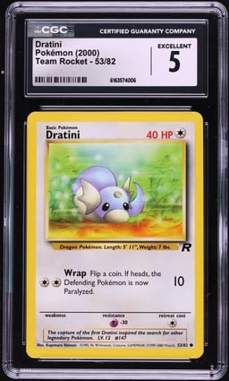 2000 Pokemon Team Rocket Dratini #53 CGC 5 EX