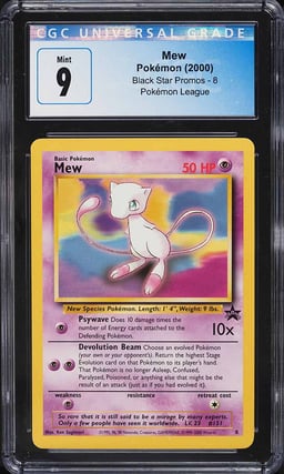2000 Pokemon League Black Star Promo Mew #8 CGC 9 MINT
