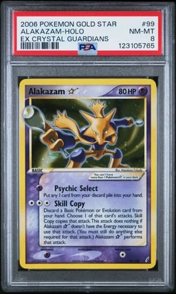 2006 POKEMON EX CRYSTAL GUARDIANS GOLD STAR #99 ALAKAZAM-HOLO PSA 8