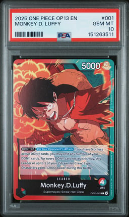 2025 ONE PIECE OP13-CARRYING ON HIS WILL 001 MONKEY D. LUFFY PSA 10