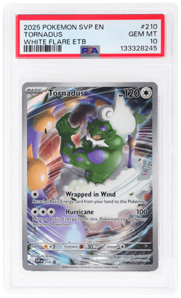 2025 Pokemon Scarlet and Violet Black Star White Flare Promo Elite Trainer Box Tornadus #210 PSA 10