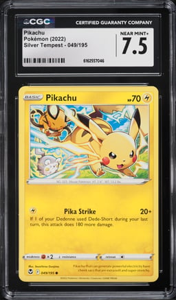 2022 Pokemon Sword & Shield Silver Tempest Pikachu #49 CGC 7.5 NRMT+