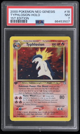 2000 Pokemon Neo Genesis 1st Edition Holo Typhlosion #18 PSA 7