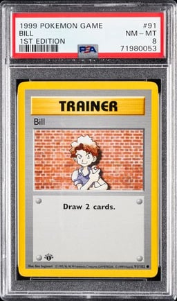 1999 POKEMON GAME #91 BILL 1ST EDITION PSA 8
