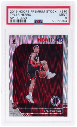 2019 Hoops Premium Stock Rookie SP Variation Flash Tyler Herro #210 PSA 9