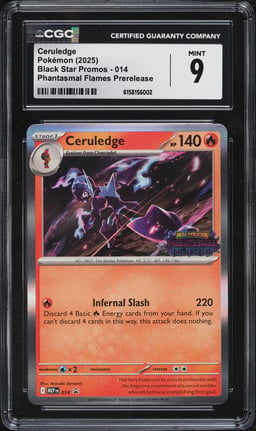 2025 Pokemon Mega Promo Phantasmal Flames Prerelease Ceruledge #14 CGC 9 MINT