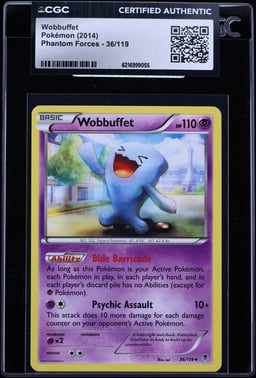 2014 Pokemon Phantom Forces Wobbuffet #36 CGC AUTH