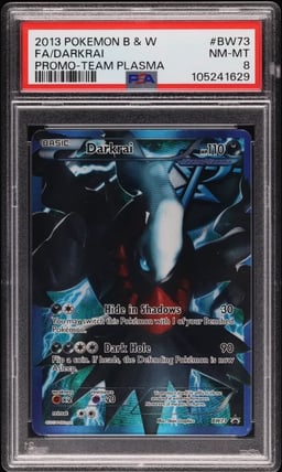 2013 Pokemon Black & White Promo Team Plasma Full Art Darkrai #BW73 PSA 8 NM-MT