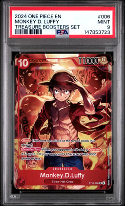 2024 ONE PIECE PROMOS 006 MONKEY D. LUFFY TREASURE BOOSTERS SET PSA 9