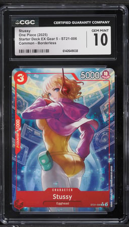 2025 One Piece Starter Deck EX Gear 5 Borderless Alt Art Stussy #ST21-006 CGC 10 GEM MINT
