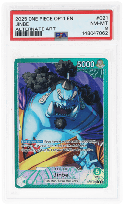 2025 One Piece Card Game A Fist of Divine Speed Alternate Art Jinbe #OP11021 PSA 8