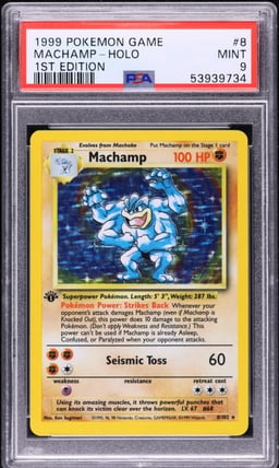 1999 Pokemon Base Set 1st Edition Holo Machamp #8 PSA 9 MINT