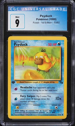 1999 Pokemon Fossil 1st Edition Psyduck #53 CGC 9 MINT